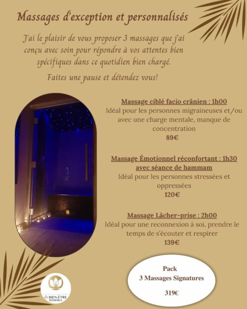 o bien être sensoria offre de noel massage luxe