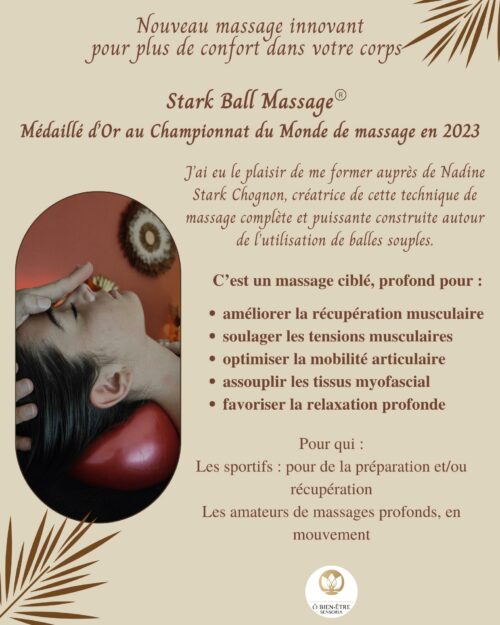 O Bien-ëtre Sensoria présente son nouveau soin Stark Ball Massage pour les sportifs et toutes personnes en reprise sportive